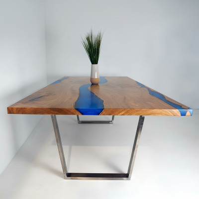 stoły Stół obiadowy Design Tabela Modern Sea River Meble 220x90 Żywica Epoksydowa Ocean