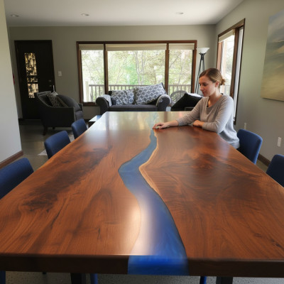 Stół obiadowy Design Tabela Nowoczesne stoły Sea Ocean River Meble 220x90 Żywica epoksydowa