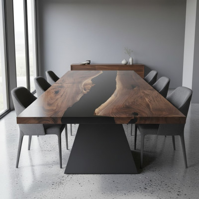 Żywica epoksydowa Stół obiadowy Prawdziwe drewno Masywne meble Wodospad Epoksydowa Tabela 220x100cm