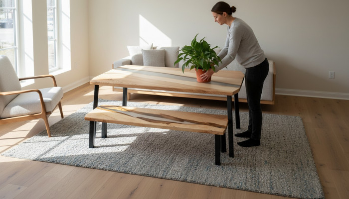 Stół konsolowy Kredens Tabela Kredens Stół konsolowy Stoliki ścienne Epoksyd Nowy Epoksyd