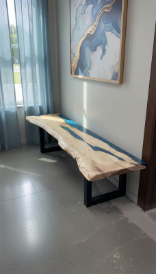 Żywica epoksydowa Stół obiadowy oryginalne Drewno masywne Meble wodospad epoksydowy Tabela 250x60cm
