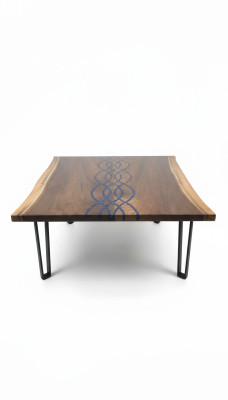 Rzeka stoły Stół obiadowy Design Tabela Modern Sea Meble 100x100 Żywica Epoksydowa Ocean
