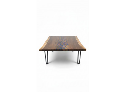 Rzeka stoły Stół obiadowy Design Tabela Modern Sea Meble 100x100 Żywica Epoksydowa Ocean
