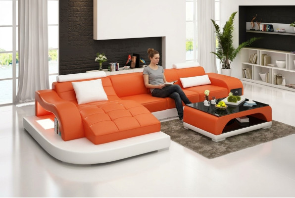 Narożnikowa kanapa Żywy krajobraz Skórzana Sofa Designerska Sofa Sofa Kanapa Podkładka Narożnikowa kanapa Pomarańczowa