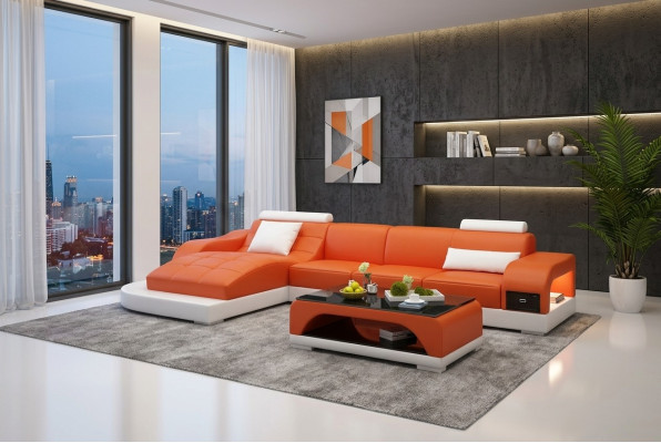 Narożnikowa kanapa Żywy krajobraz Skórzana Sofa Designerska Sofa Sofa Kanapa Podkładka Narożnikowa kanapa Pomarańczowa