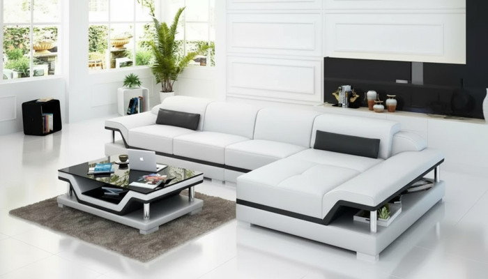 Żywy krajobraz Skórzana sofa Narożnikowa kanapa w kształcie litery L Nowoczesna sofa Narożnikowa kanapa Podkładka
