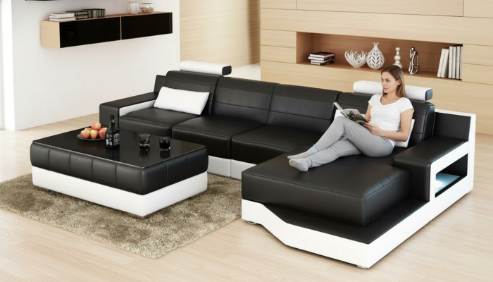 Narożnikowa kanapa w kształcie litery L Nowoczesna sofa Sofa skórzana Narożnikowa kanapa Podkładka designerska sofa