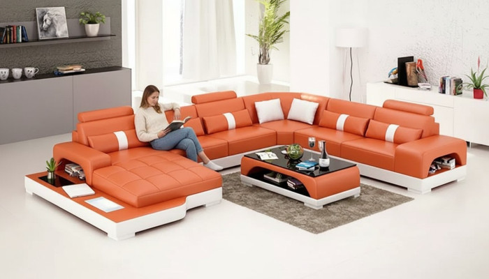 Narożnikowa kanapa Podkładka Narożnikowa kanapa Kształt U Sofa nowoczesna Sofa skórzana Sofa designerska