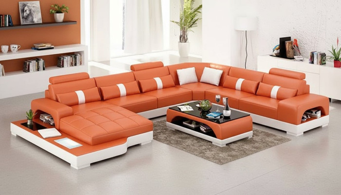 Narożnikowa kanapa Podkładka Narożnikowa kanapa Kształt U Sofa nowoczesna Sofa skórzana Sofa designerska