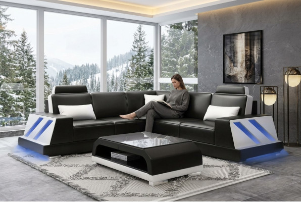 Skórzana sofa narożna sofa tapicerowana kanapa Zestaw narożny Żywy krajobraz Podkładka