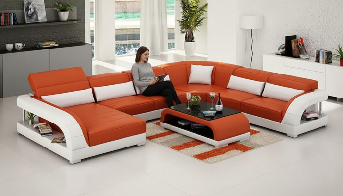 Narożnikowa kanapa UForm Nowoczesna Sofa Skórzana Sofa Kanapy Podkładka Designerskie Sofy Tabela 2szt