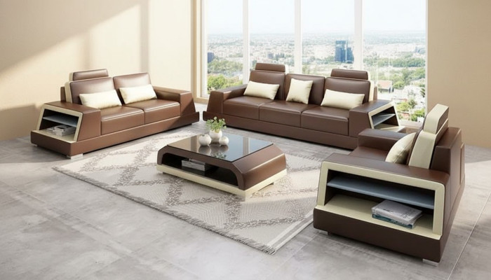 Design Sofa Zestaw sofowy 321 miejsce do siedzenia stolik kawowy Obcios Skóra Zestaw Grupa 4-częściowy