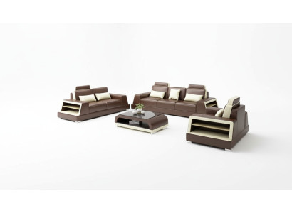Design Sofa Zestaw sofowy 321 miejsce do siedzenia stolik kawowy Obcios Skóra Zestaw Grupa 4-częściowy