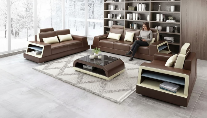 Zestaw sofowy 321 miejsce do siedzenia stolik kawowy skórzana sofa nowoczesna sofa kanapa Żywy krajobraz