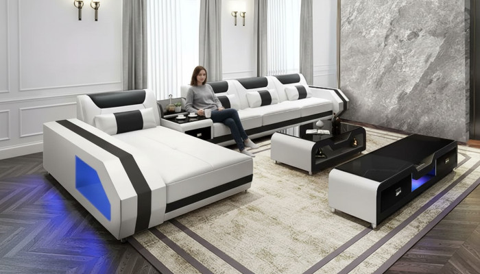 Narożnikowa kanapa Podkładka Narożnikowa kanapa LForm stolik kawowy Nowoczesna sofa Żywy krajobraz 2-częściowa. Nowy