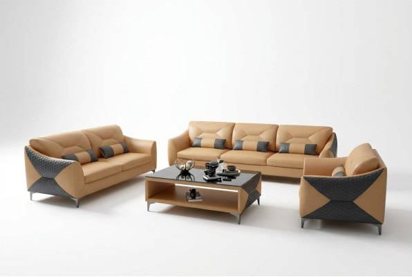 Nowoczesna sofa Zestaw sofowy 321 miejsce do siedzenia stolik kawowy Obcios Skóra Grupa 4-częściowy