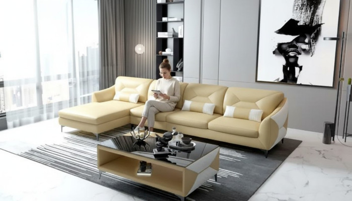 Sofa skórzana Sofa designerska Narożnikowa kanapa w kształcie litery L Sofa nowoczesna Skórzana sofa Narożnikowa kanapa Podkładka