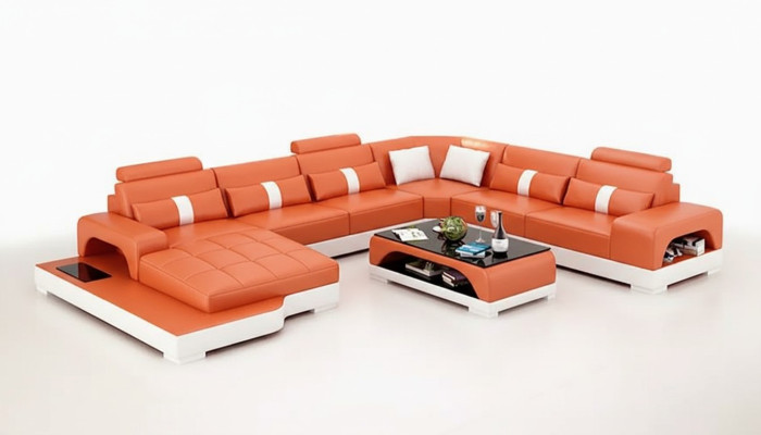 Zestaw narożny Sofa Podkładka grupa narożnikowa Żywy krajobraz skórzana sofa kanapy sofy Kształt U