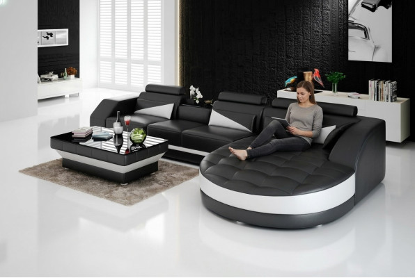 Projektant Narożnikowa kanapa Żywy krajobraz Skórzana Sofa Sofa Sofa Kanapa Podkładka Lform Orange