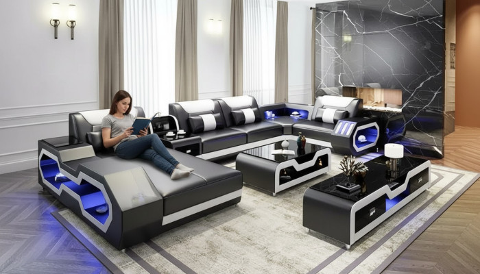 Design Zestaw narożny Narożnikowa kanapa Sofa Kanapa Sofy Kanapy Tabela 2-częściowe. Żywy krajobraz