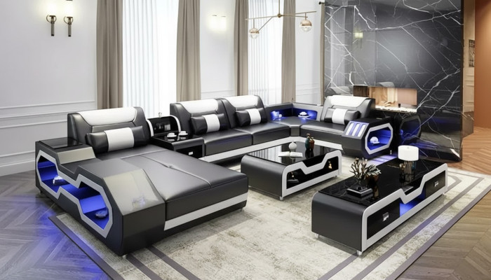Design Zestaw narożny Narożnikowa kanapa Sofa Kanapa Sofy Kanapy Tabela 2-częściowe. Żywy krajobraz