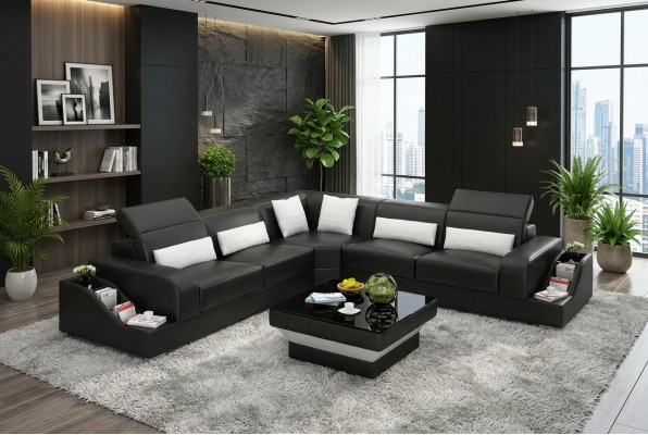 Sofa Skórzana Kanapy Projekt Salon Tanie Podkładka Meble Zestaw Sofa Nowość
