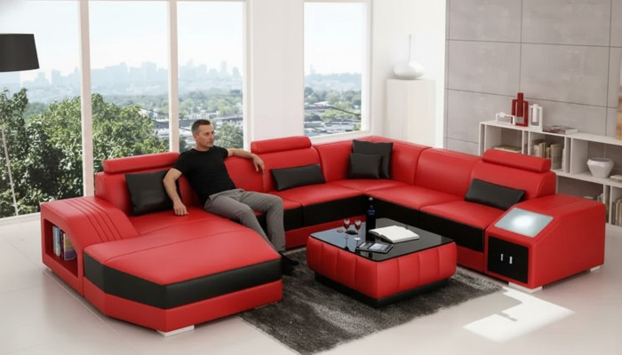 Sofa skórzana Sofa designerska Narożnikowa kanapa UForm Sofa nowoczesna Skórzana sofa Narożnikowa kanapa Podkładka