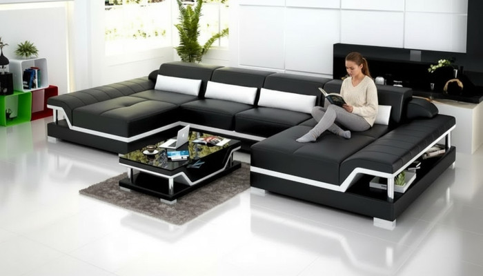 Designerska sofa skórzana zestaw kanapy narożnik kanapa Podkładka sofy skórzana kanapa salon