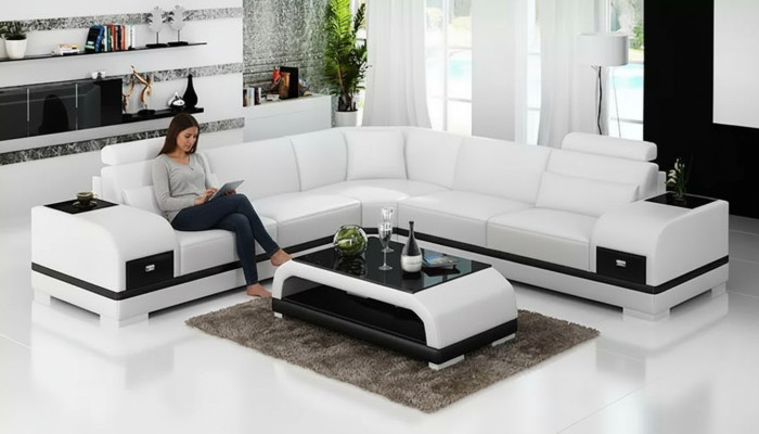 Designerskie skórzane kanapy do kompletu kanapa narożna Podkładka do sofy skórzana kanapa do salonu