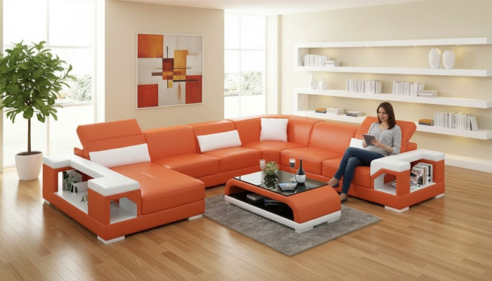 Narożnik kanapa Żywy krajobraz narożnik Zestaw narożny Podkładka sofa UForm skórzana sofa kanapa
