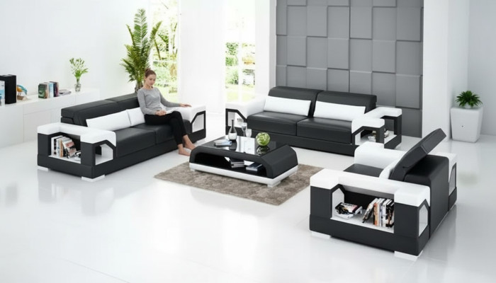Zestaw sofowy 321 miejsce do siedzenia na stolik kawowy Żywy krajobraz Skórzana sofa nowoczesna sofa kanapa