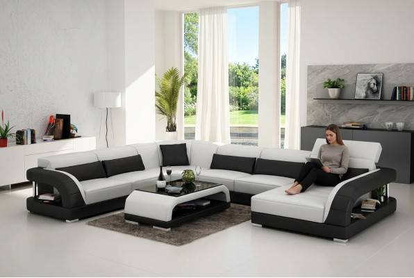 Design Narożnikowa kanapa Meble do Salonu Nowoczesny Narożnik Skórzana Kanapa Tapicerowana