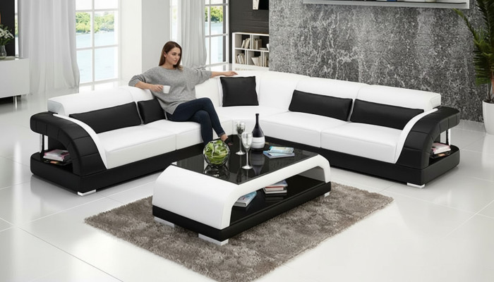 Skórzana kanapa sofa do salonu Podkładka narożna kanapa projekt kanapy sofy skórzane komplet