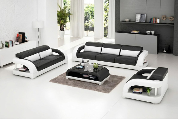 Skórzana sofa Zestaw sofowy 3+2+1 miejsce do siedzenia + stolik kawowy Skórzana sofa Nowoczesna sofa
