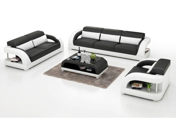 Skórzana sofa Zestaw sofowy 3+2+1 miejsce do siedzenia + stolik kawowy Skórzana sofa Nowoczesna sofa