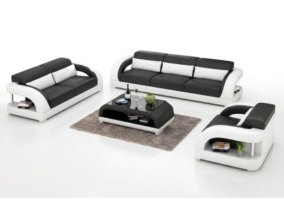 Skórzana sofa Zestaw sofowy 3+2+1 miejsce do siedzenia + stolik kawowy Skórzana sofa Nowoczesna sofa
