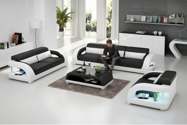 Żywy krajobraz Zestaw sofowy 3+2+1 miejsce do siedzenia Designerska sofa Skórzana sofa Nowoczesna sofa