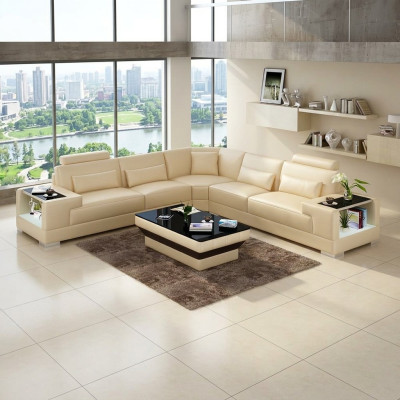 Designerska sofa do salonu Meble narożnikowa Narożnikowa kanapa skórzana kanapa