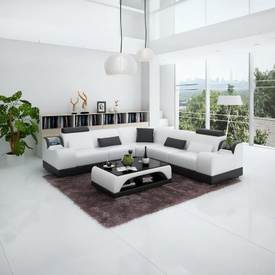 Design Narożnikowa kanapa Salon Nowoczesna Narożna Kanapa Skórzana Tapicerowana Sofa