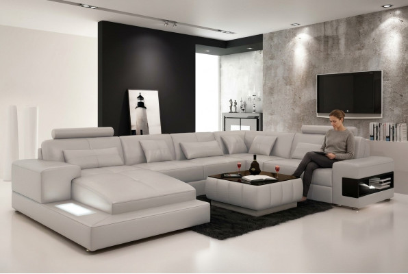 Narożnikowa kanapa Podkładka Skórzana sofa Designerska sofa Narożnikowa kanapa Kształt U Nowoczesna sofa