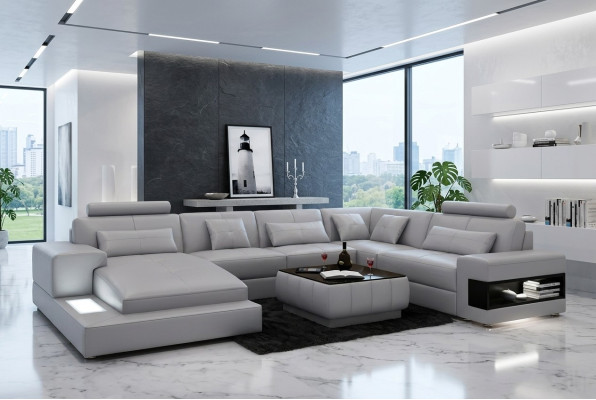 Narożnikowa kanapa Podkładka Skórzana sofa Designerska sofa Narożnikowa kanapa Kształt U Nowoczesna sofa