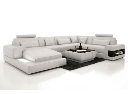 Narożnikowa kanapa Podkładka Skórzana sofa Designerska sofa Narożnikowa kanapa Kształt U Nowoczesna sofa