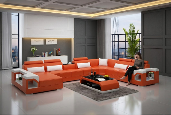 Design Narożnikowa kanapa Meble do Salonu Dekoracja Nowoczesny Narożnik Kanapa Skórzana Tapicerowana