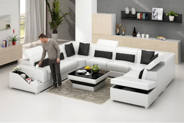 Salon Skóra xxl kanapa sofa krajobraz nowoczesne designerskie poduszki narożne