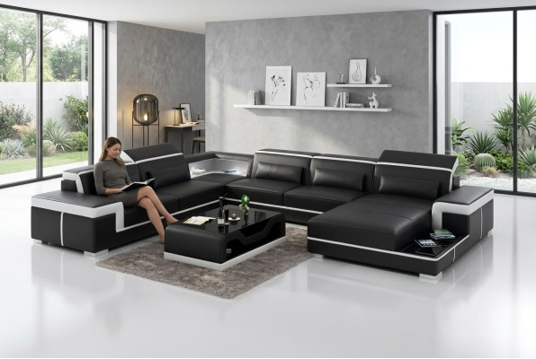 Narożnikowa kanapa Design Nowoczesne meble do salonu Narożnik Skórzana kanapa tapicerowana