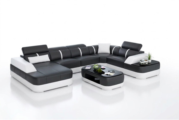 Skóra xxl kanapa sofa salon krajobraz nowoczesne designerskie poduszki narożne