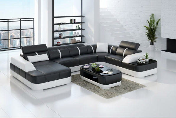 Narożnikowa kanapa Design Nowoczesna kanapa narożna do salonu Skórzana kanapa tapicerowana