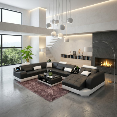 Narożnik skórzany tapicerowany Sofa do salonu Narożnik Zestaw narożny Sofa m.in