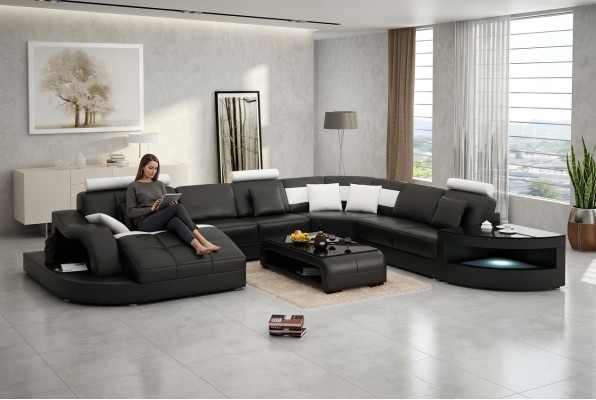 Projekt narożnika Narożnikowa kanapa salon skórzana tapicerka kanapa sofa Żywy Meble krajobraz