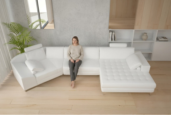 Nowoczesna sofa Narożnikowa kanapa skórzana sofa narożna w kształcie litery U Podkładka designerska sofa